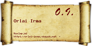 Orlai Irma névjegykártya